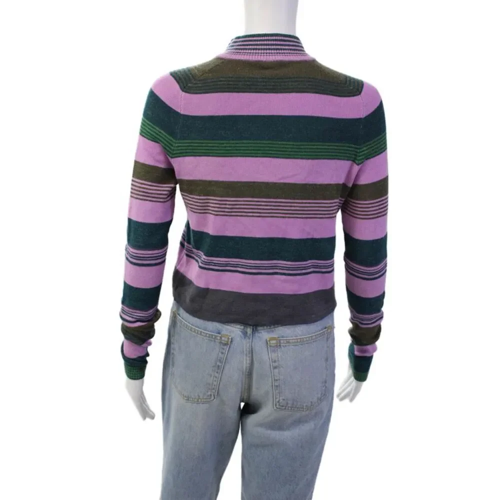 Free People Womens Striped 1/2 Zippered High-Neck Sweater Multicolor Size S